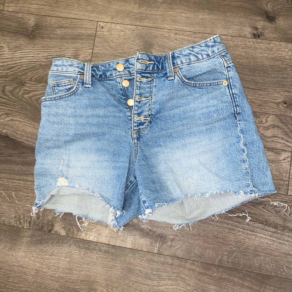 Button up denim shorts